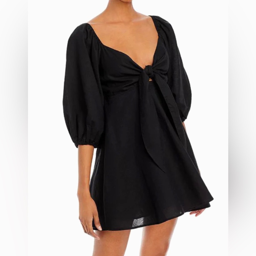 Charlie Holiday- Black Knot tie front mini dress - size 4